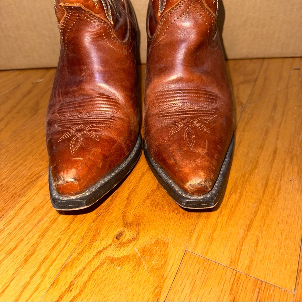 Women's Brown Embroidered Leather Western Cowboy Boots Sz 9 - Picture 10 of 12